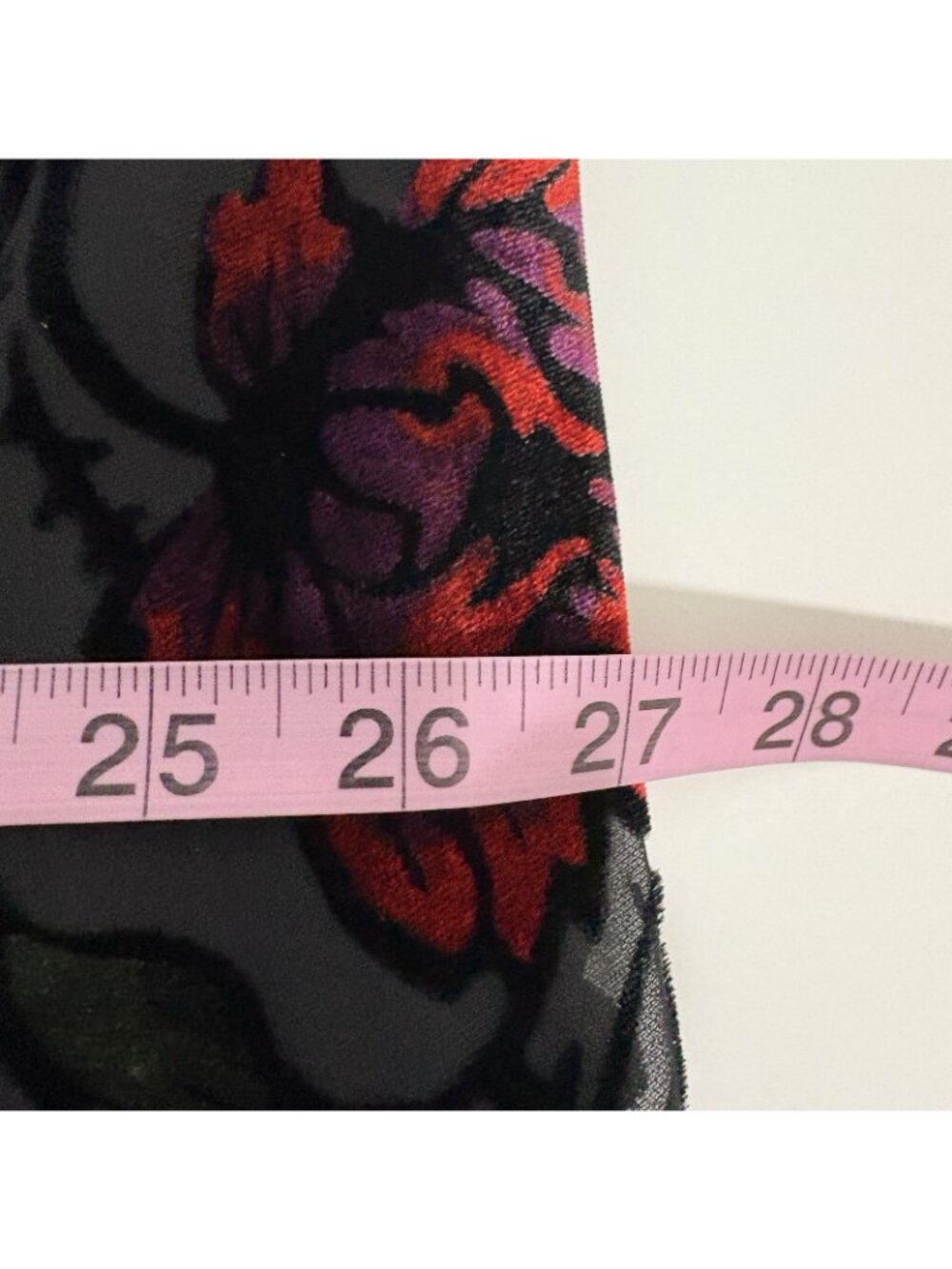 Coldwater Creek Black Pink Floral Velvet Sheer Lined Maxi Skirt - Picture 13 of 13